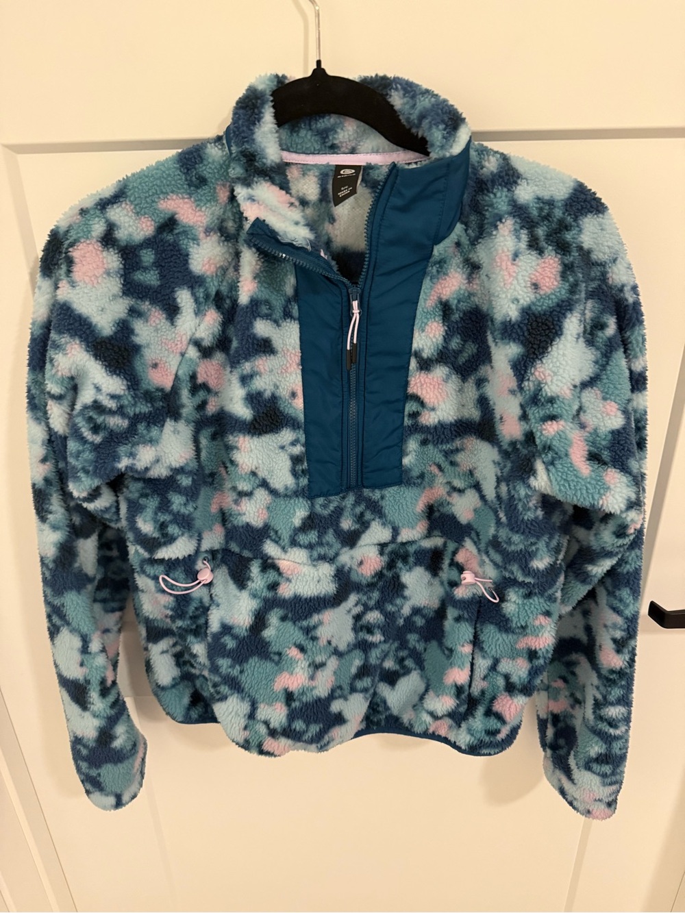 Etonic Sherpa Quarter Zip Floral Fleece Pullover Women’s Small Blue Pink